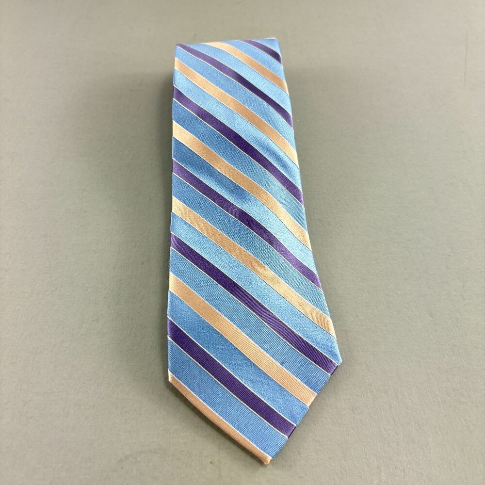 Van Heusen Lt. Blue / Purple / Beige Striped Men's Tie 3 1/2" x 61"